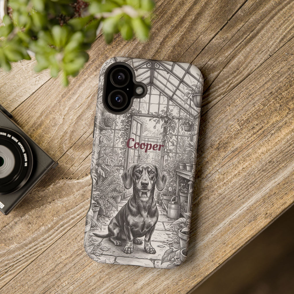 Personalized Dachshund Vintage Greenhouse Phone Case — Wireless Charging Cover