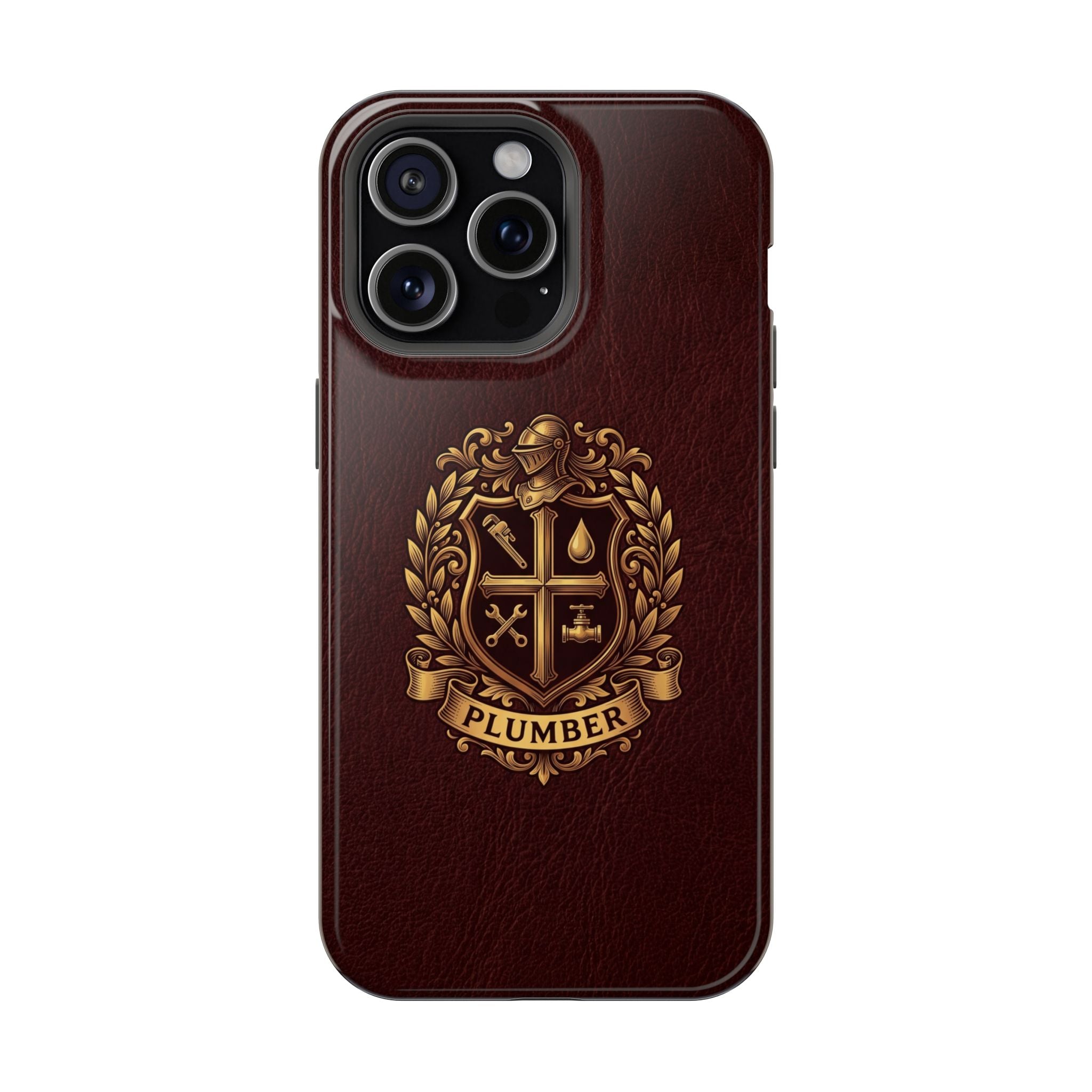 Plumber Crest Phone Case — Heraldic Shield Design Wireless Charging Cover