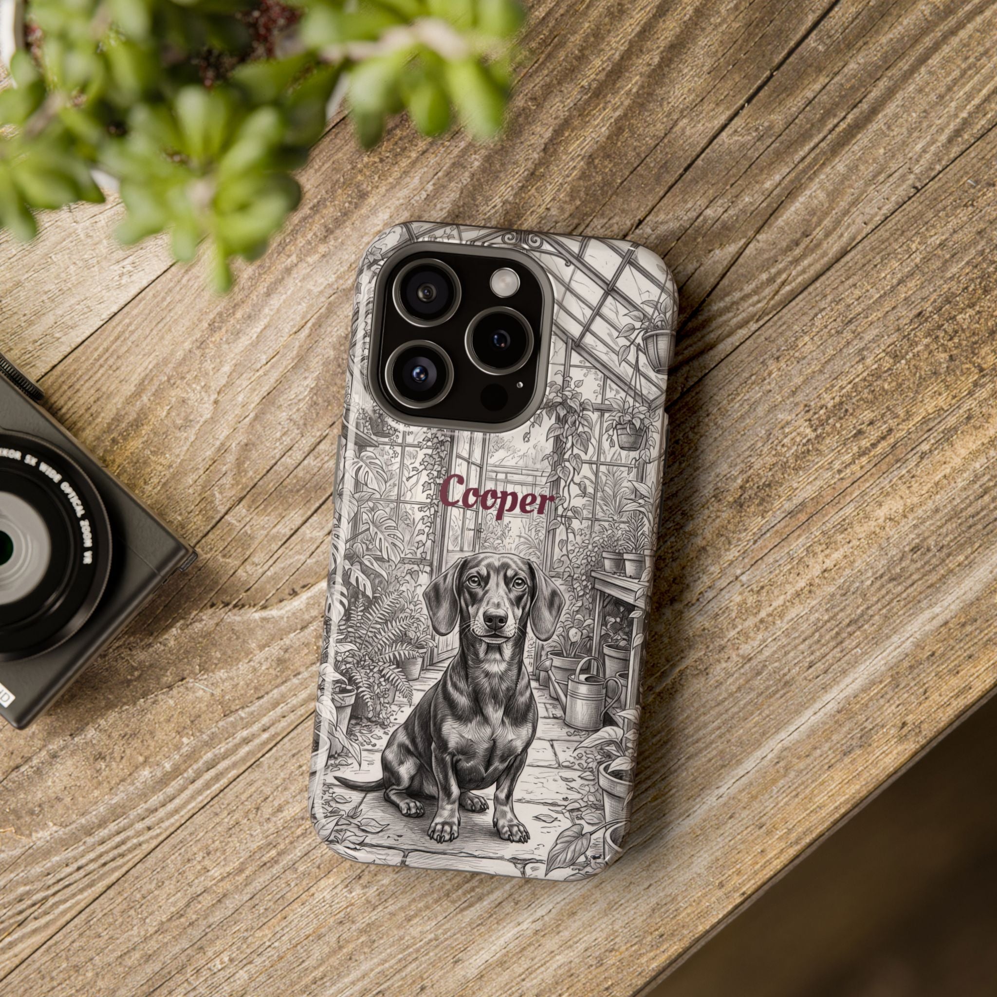 Personalized Dachshund Vintage Greenhouse Phone Case — Wireless Charging Cover