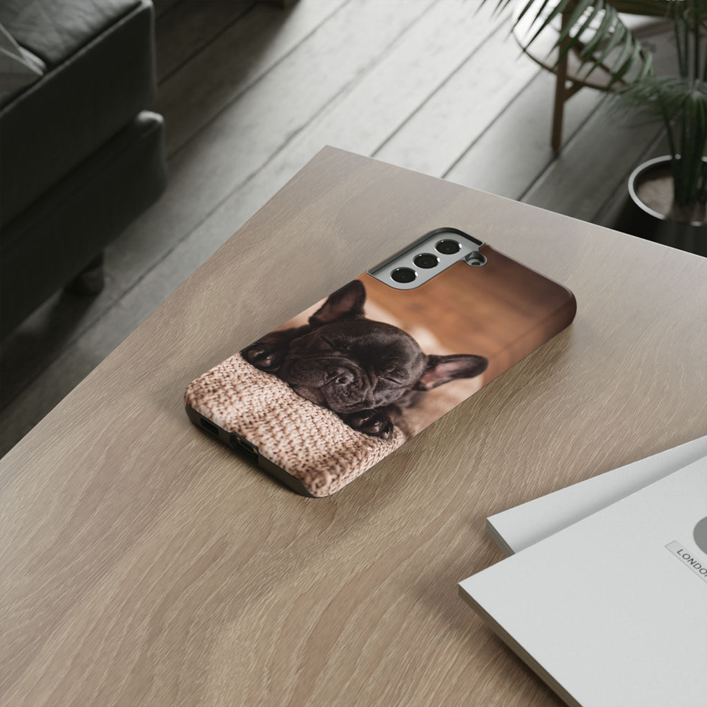 Sleeping French Bulldog Phone Case | Cozy Frenchie Resting on Blanket | iPhone & Samsung