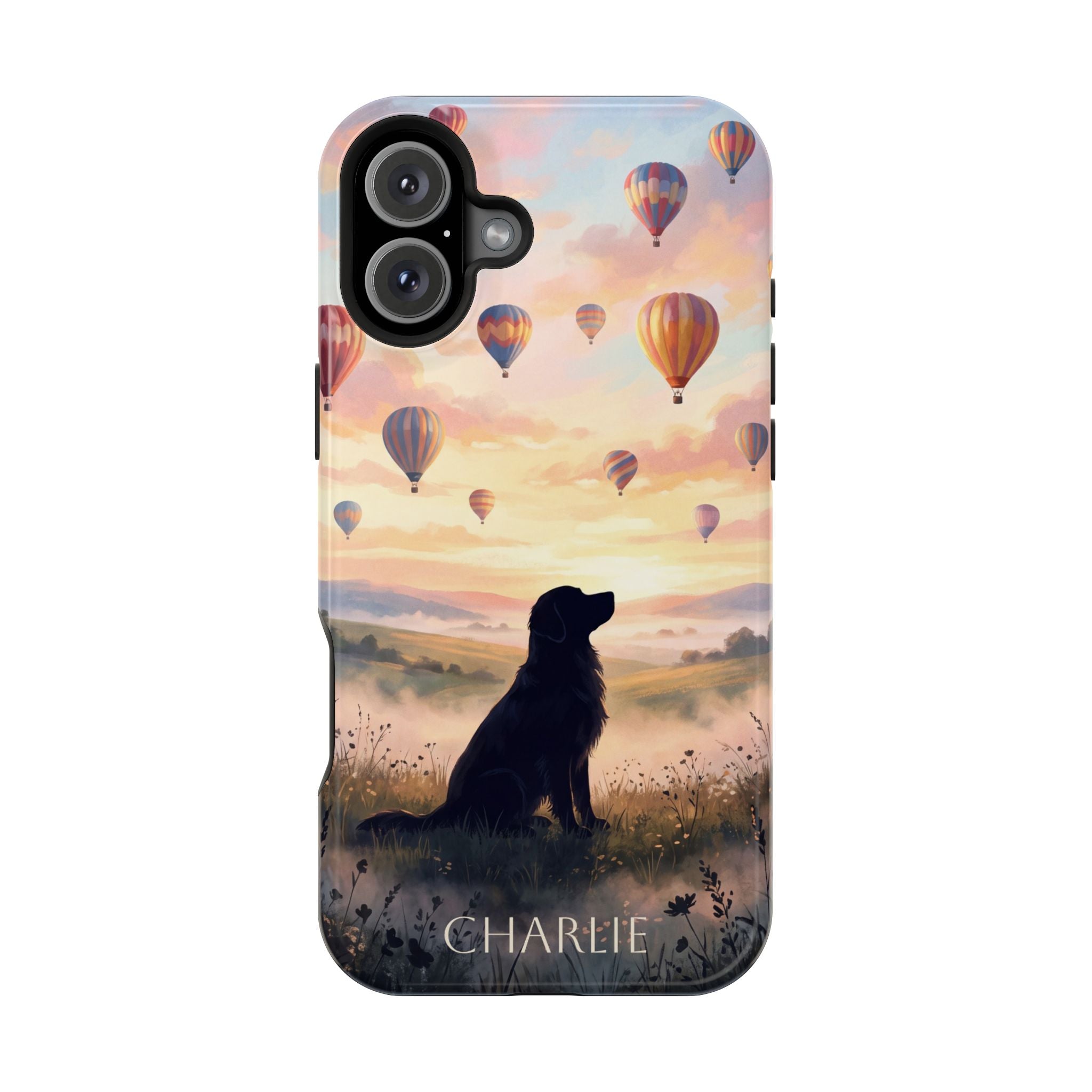 Personalized Golden Retriever Hot Air Balloon Phone Case — Wireless Charging Cover