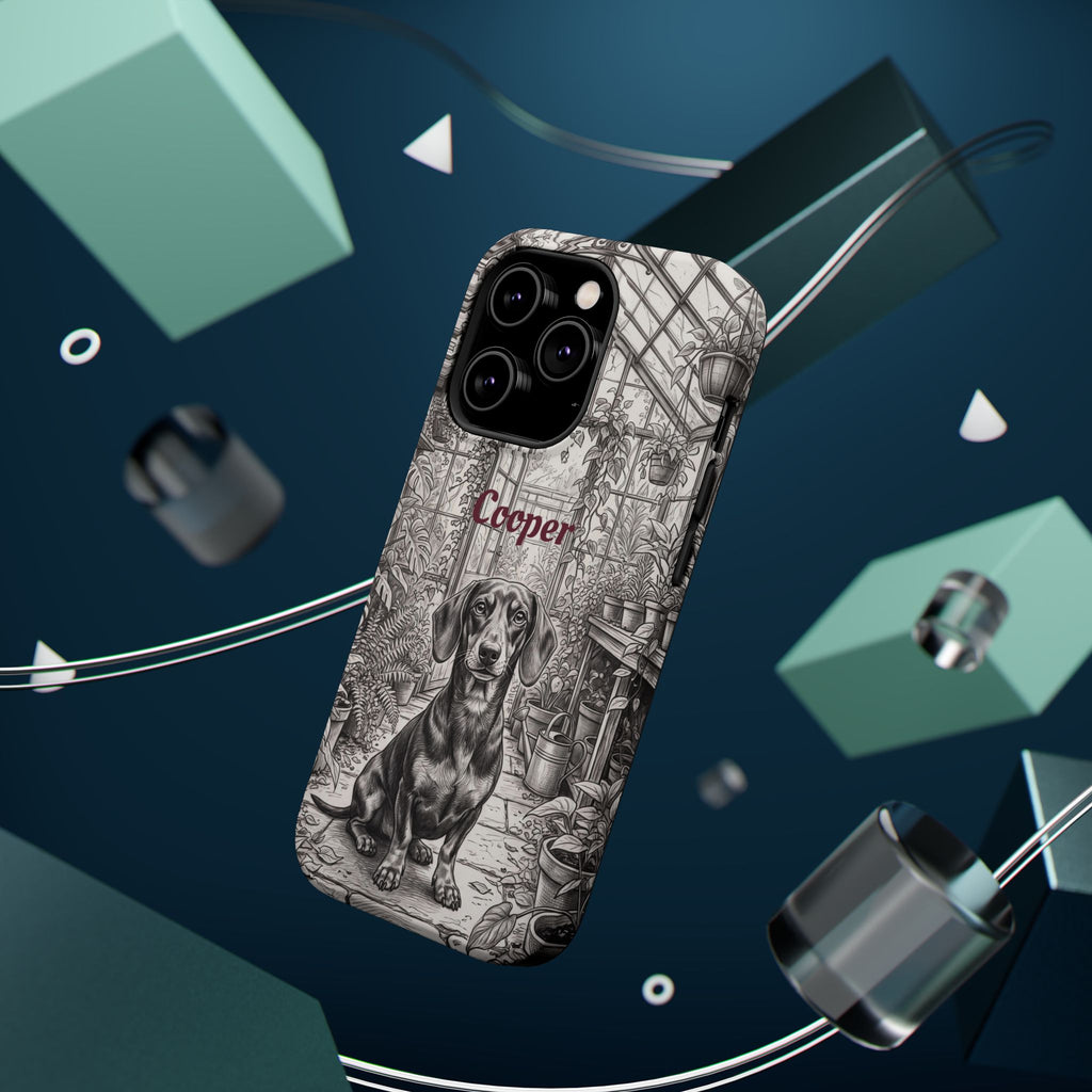 Personalized Dachshund Vintage Greenhouse Phone Case — Wireless Charging Cover