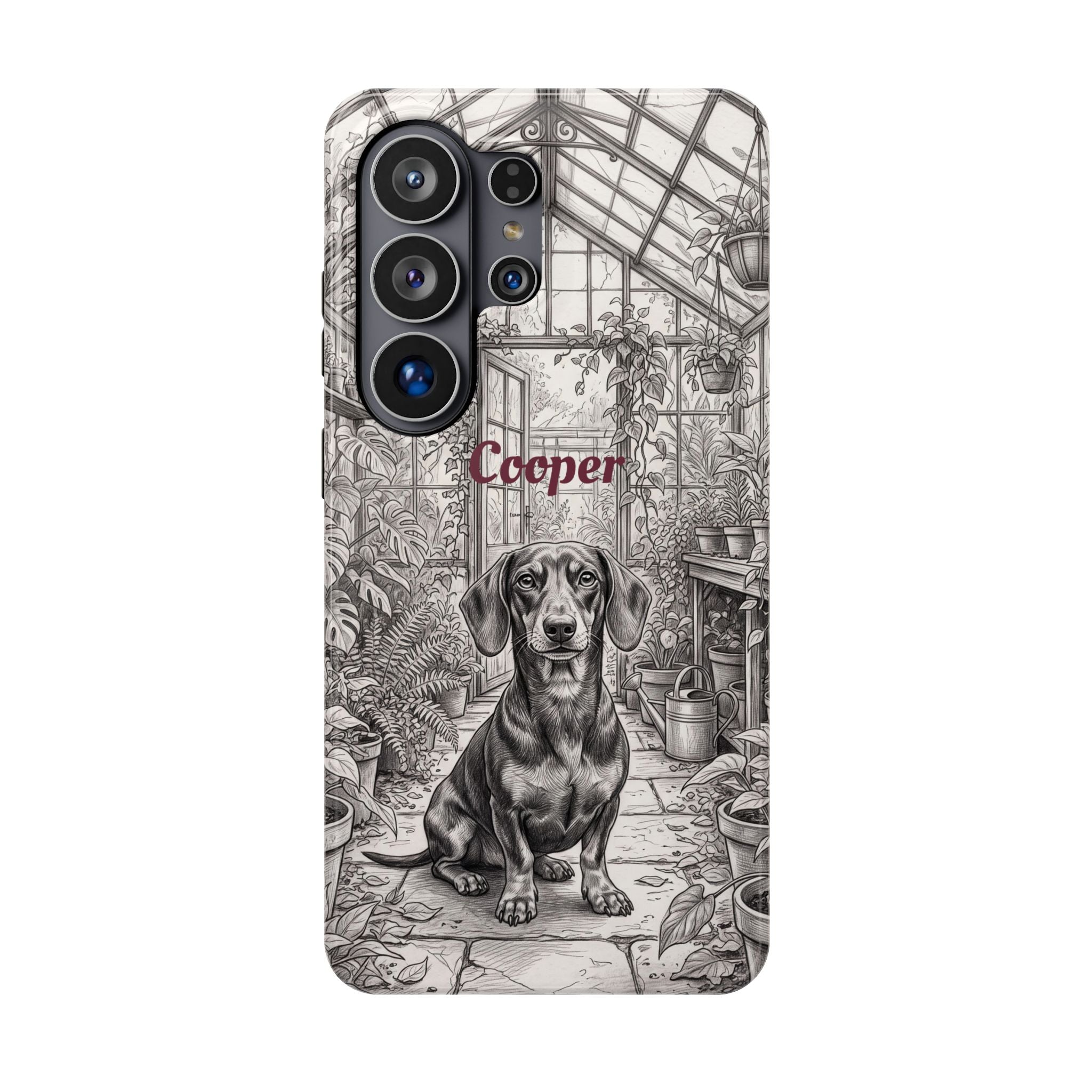 Personalized Dachshund Vintage Greenhouse Phone Case — Wireless Charging Cover