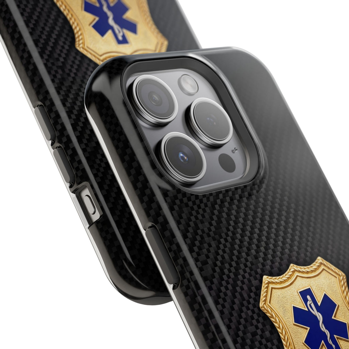 Gold Paramedic Badge Black Phone Case — Magnetic Wireless Charging Cover