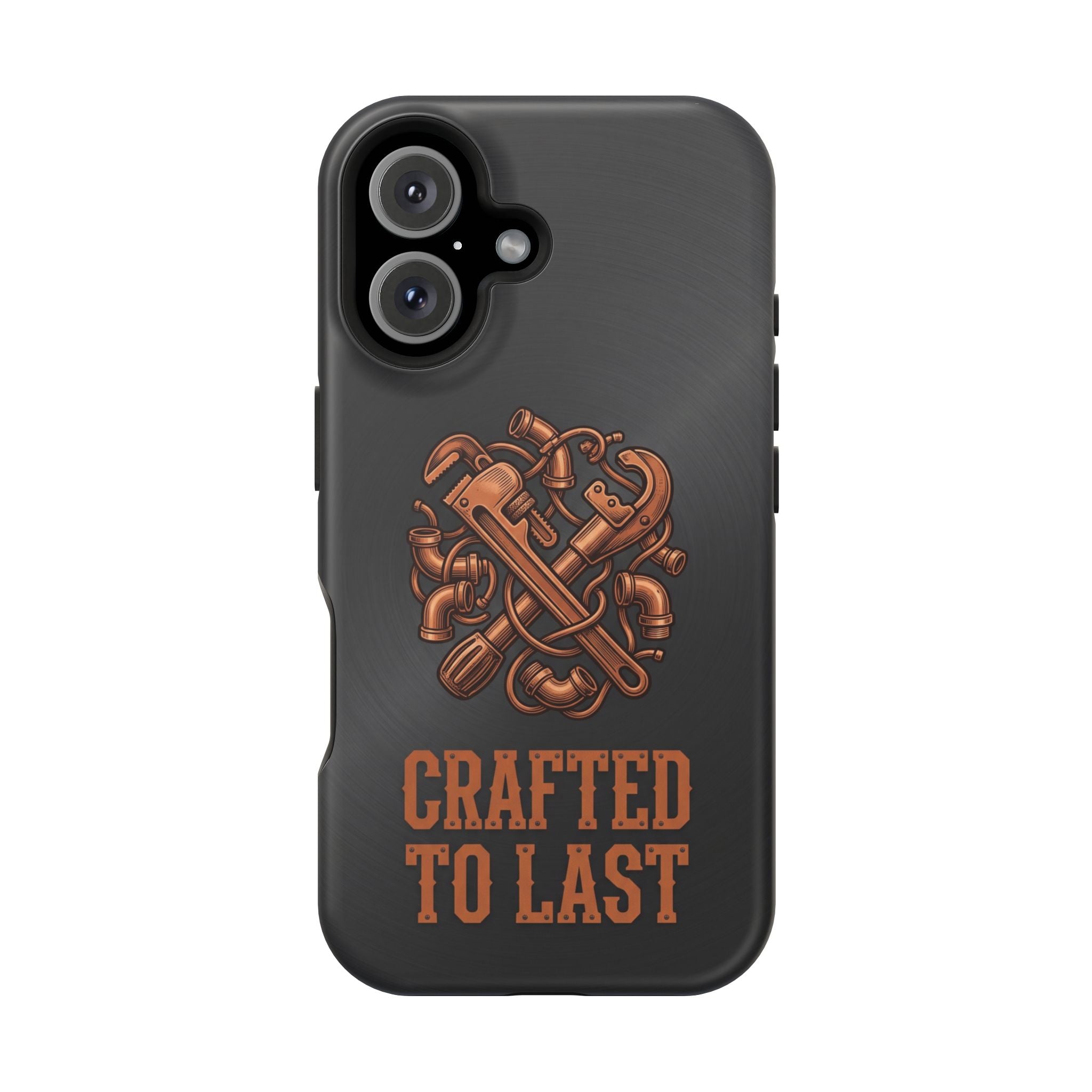 Crafted to Last Phone Case — Crossed Wrenches Wireless Charging Cover
