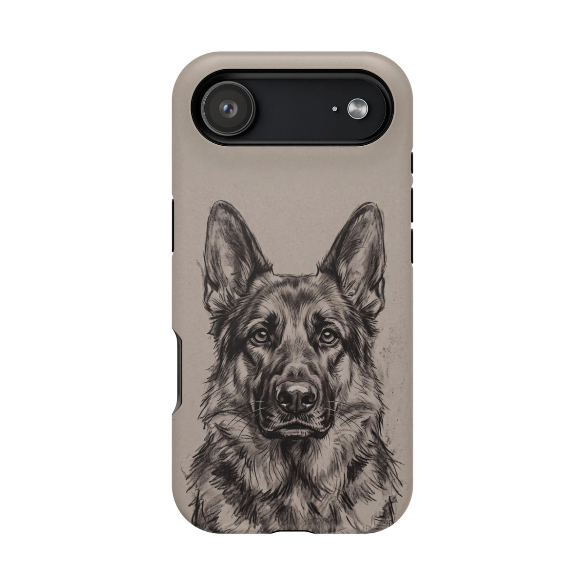 German Shepherd Phone Case | Charcoal Sketch Art — Tough Magnetic Case with Wireless Charging