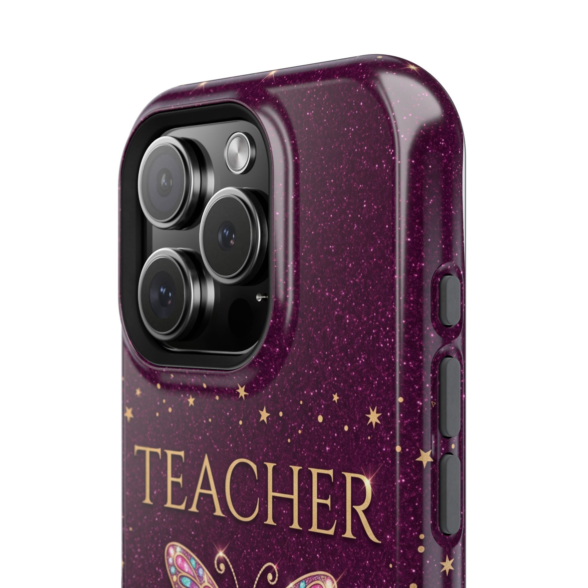 Teacher Life Glitter Butterfly Phone Case — Wireless Charging Cover