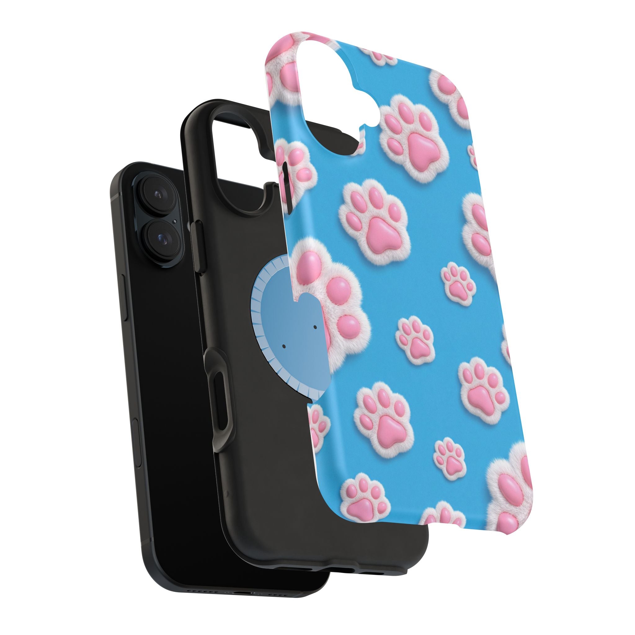 Fluffy Paw Print Phone Case | Cute 3D Pink Paw Pattern Case for Dog & Cat Lovers | iPhone & Samsung