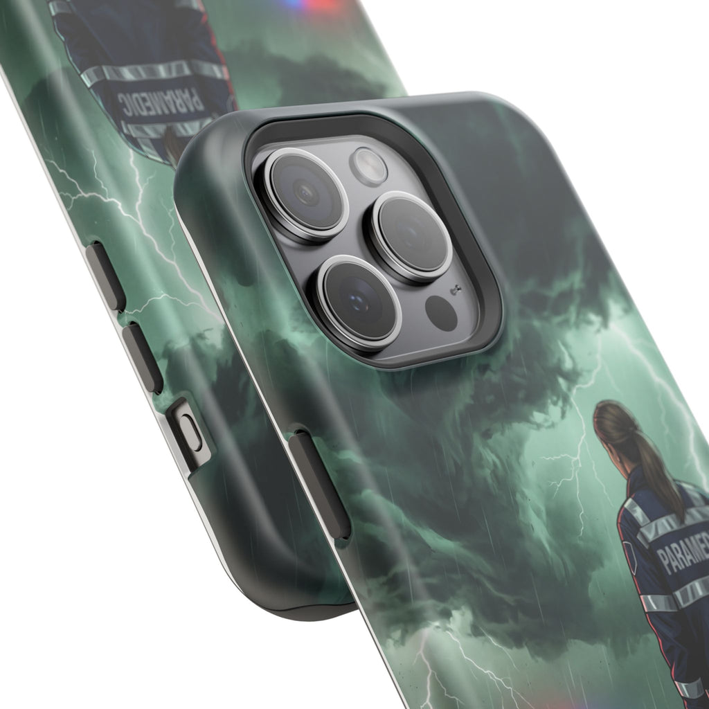Female Paramedic Green Storm Phone Case — Magnetic Wireless Charging Cover