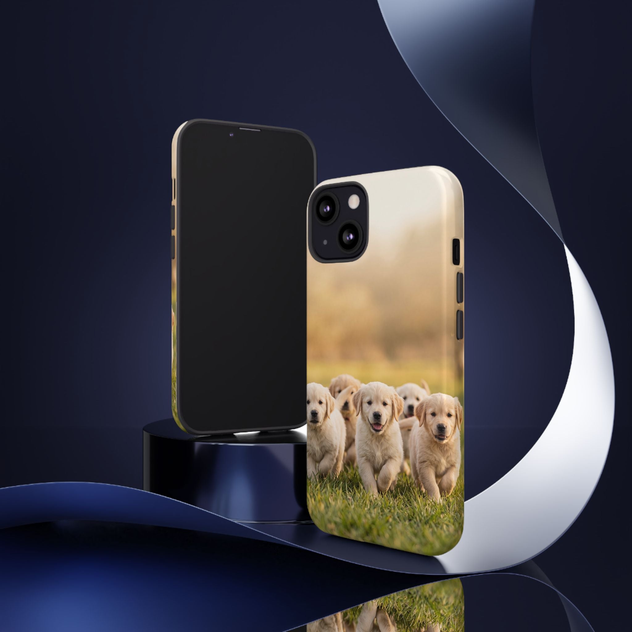 Golden Retriever Puppies Phone Case | Playful Puppy Pack Running in Grass | iPhone & Samsung