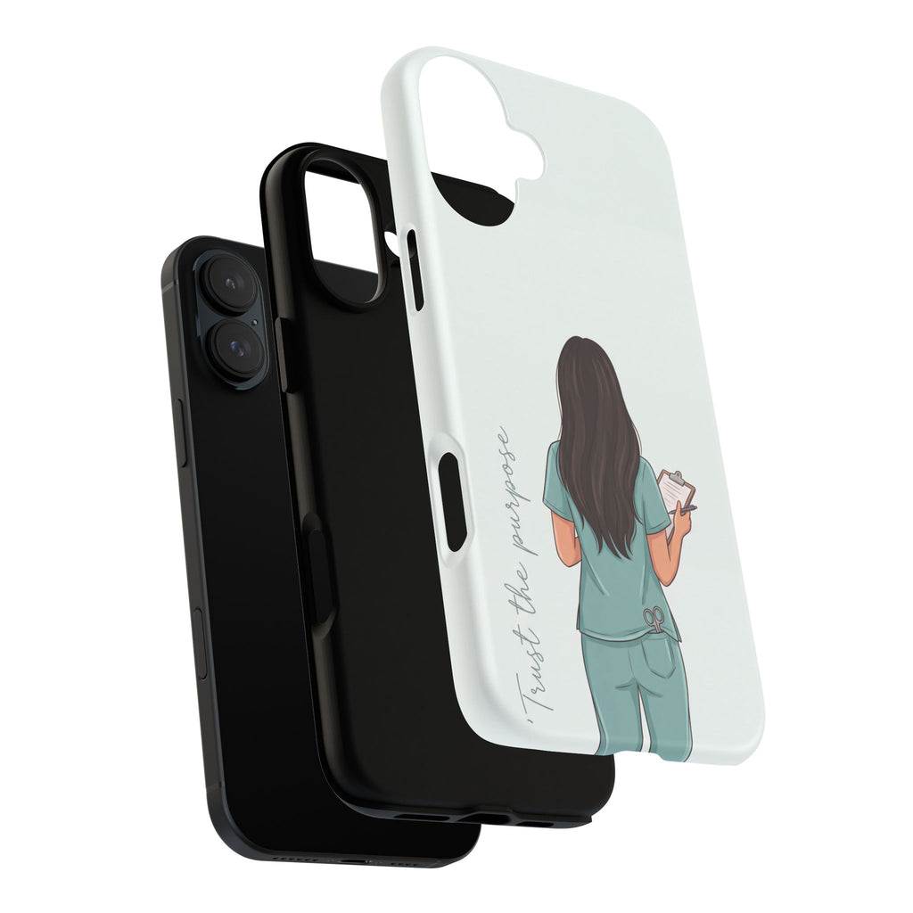 "Trust the Purpose" Nurse Phone Case | Illustrated Nurse in Scrubs Design | iPhone & Samsung