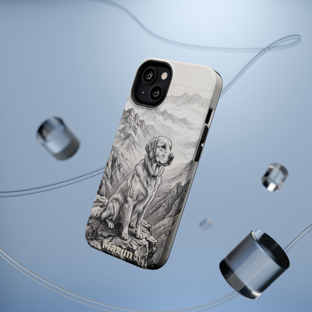 Personalized Golden Retriever Mountain Peak Phone Case — Wireless Charging Cover