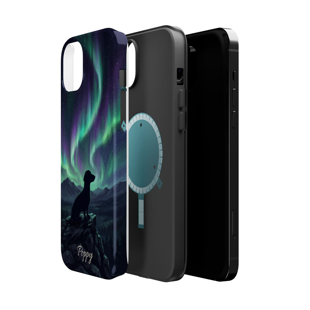 Personalized Dachshund Northern Lights Phone Case — Wireless Charging Cover
