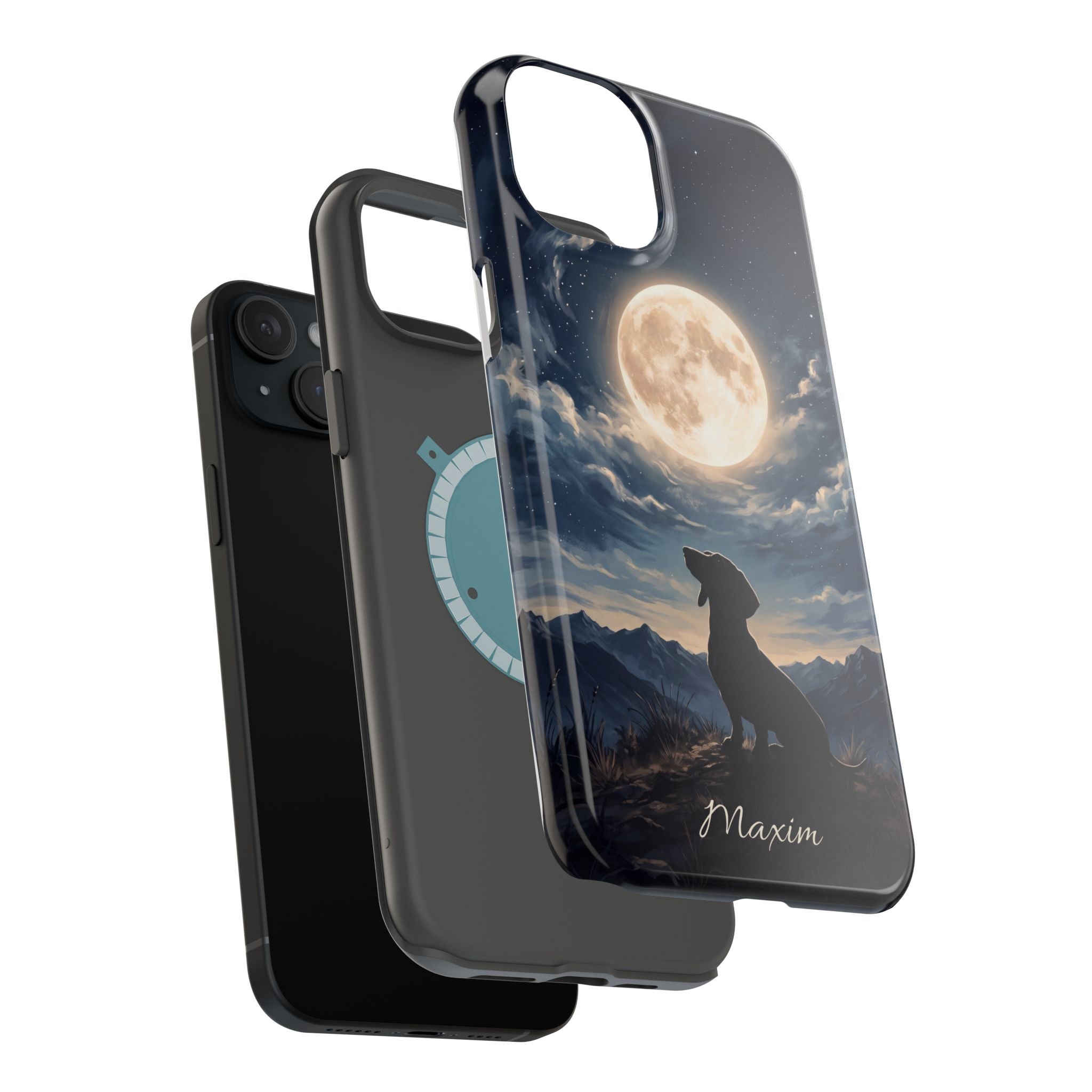 Personalized Dachshund Moonlight Phone Case — Wireless Charging Cover