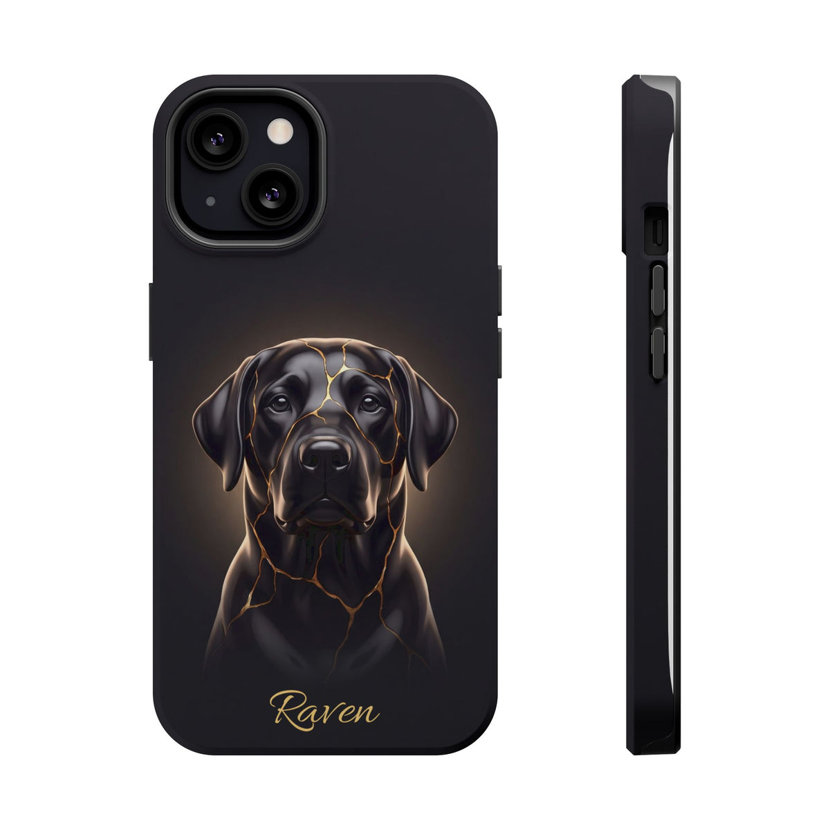 Personalized Obsidian Kintsugi Labrador Phone Case — Tough Magnetic Case with Wireless Charging