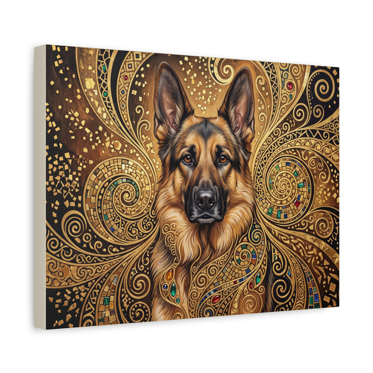 German Shepherd Canvas | Gilded Gold Swirl Wall Art