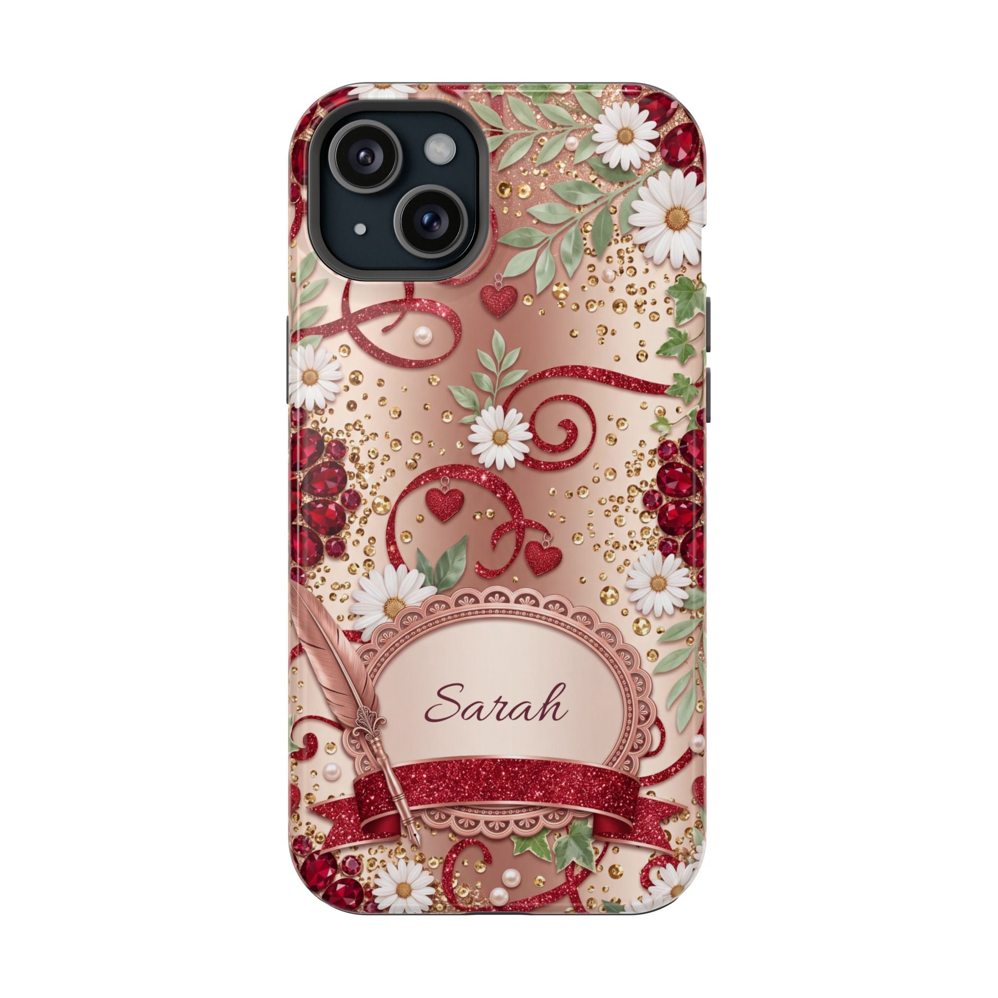 Personalized Vintage Floral Teacher Phone Case — Wireless Charging Cover