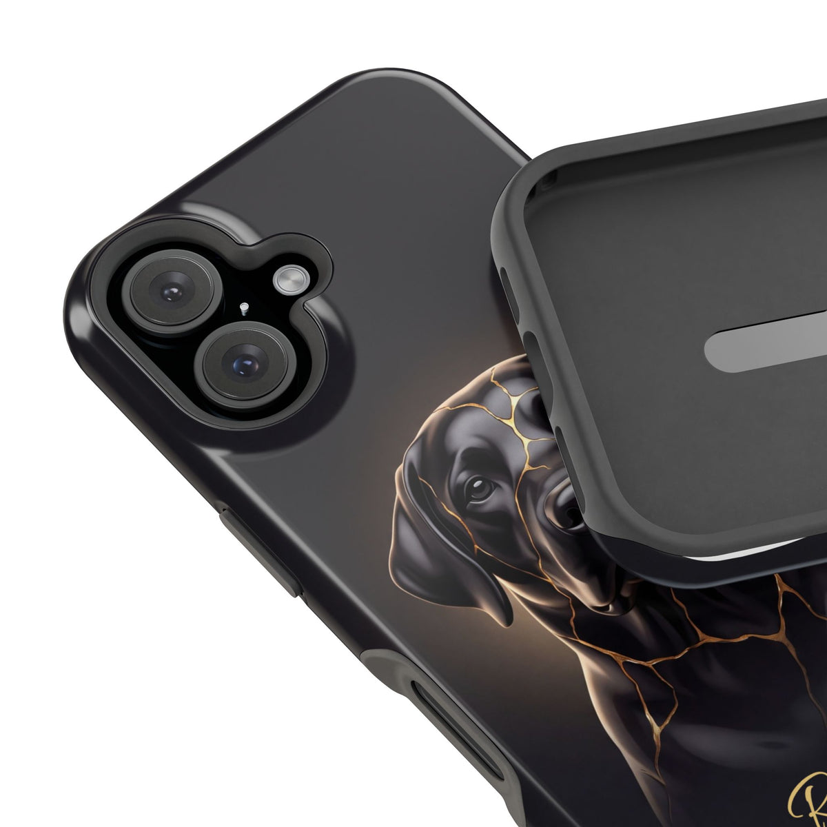 Personalized Obsidian Kintsugi Labrador Phone Case — Tough Magnetic Case with Wireless Charging