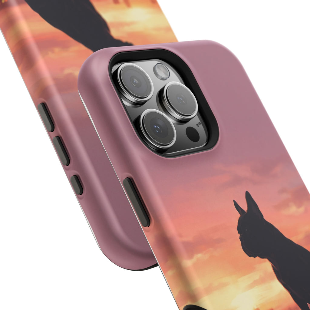 Personalized French Bulldog City Skyline Sunset Phone Case — Wireless Charging Cover