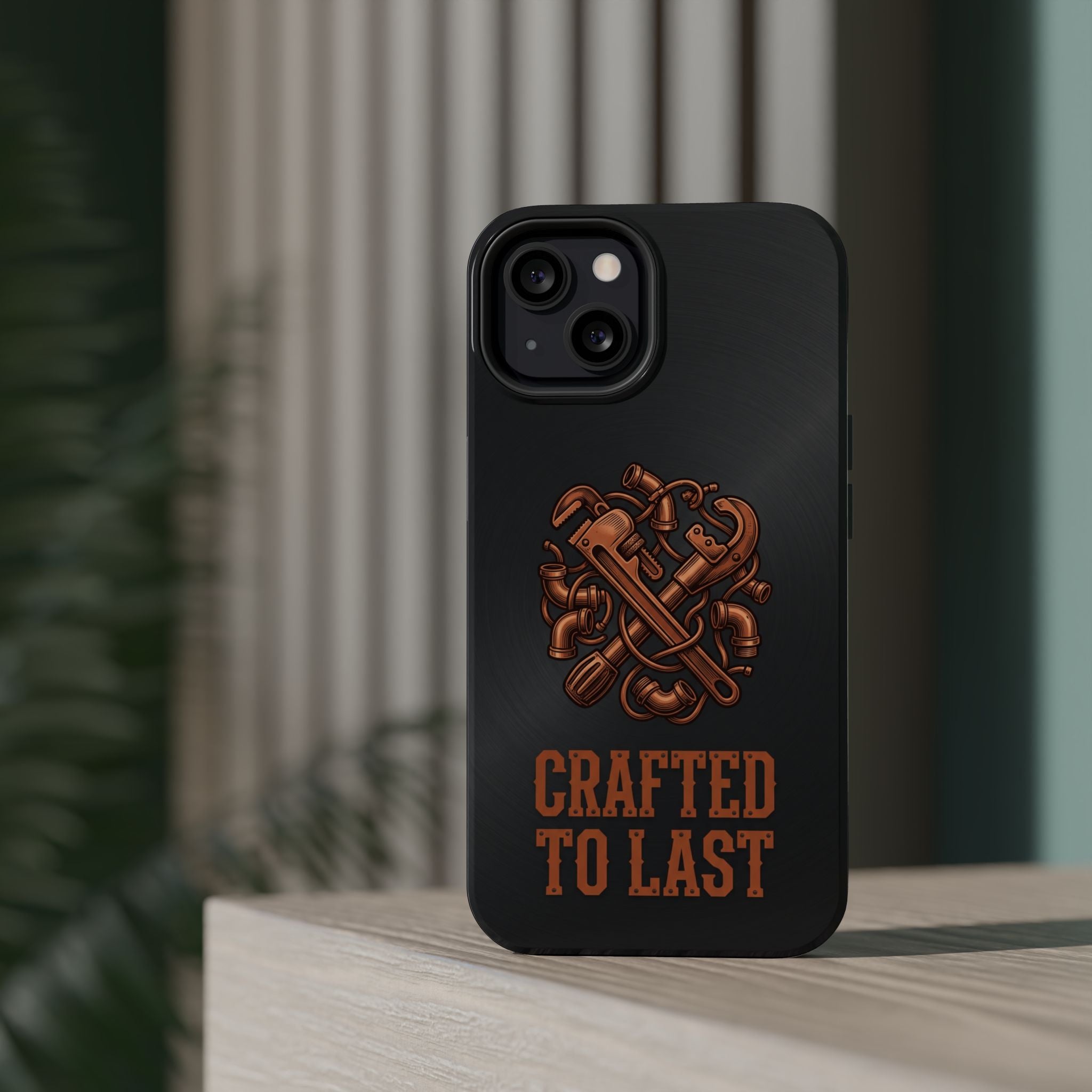 Crafted to Last Phone Case — Crossed Wrenches Wireless Charging Cover
