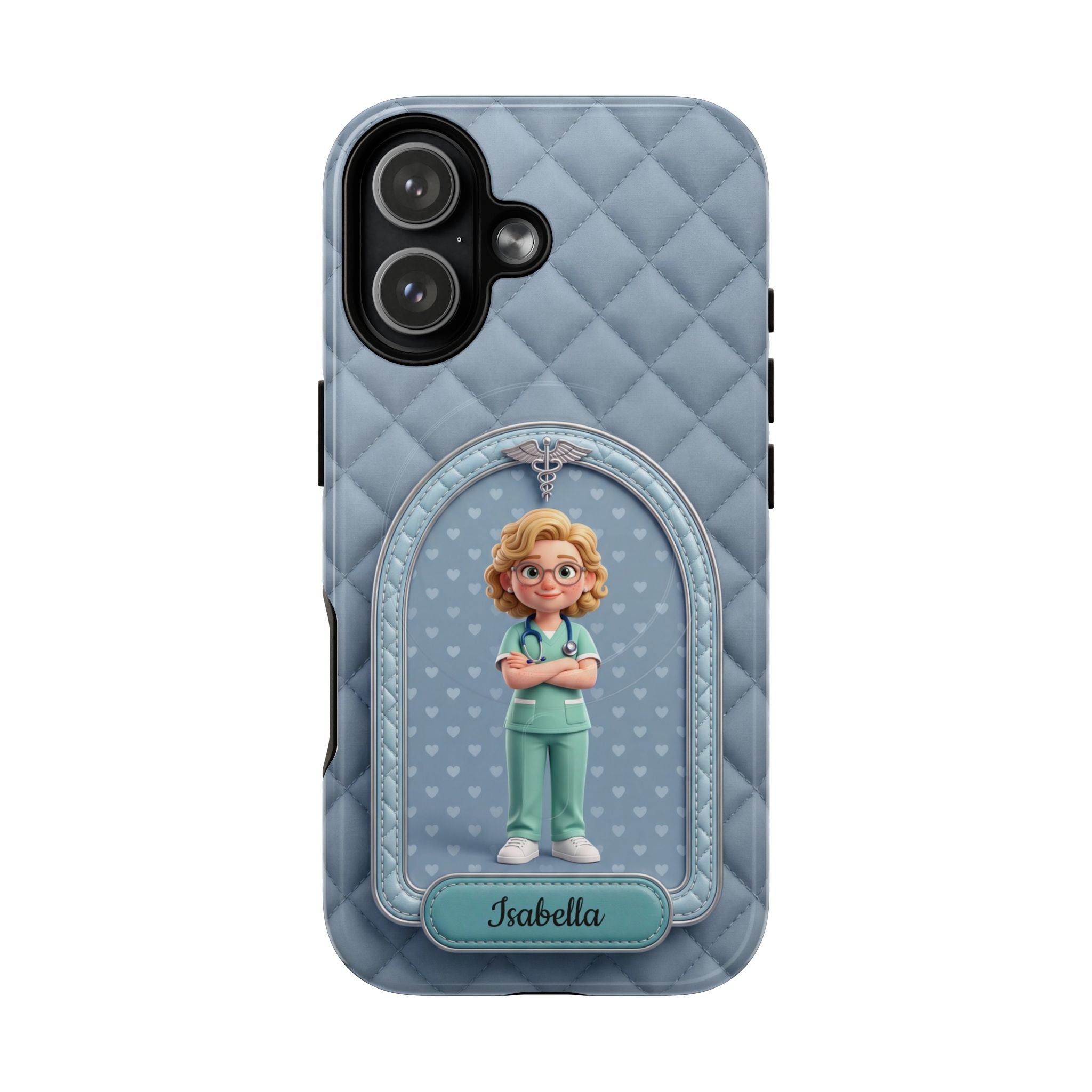 Personalized Nurse Phone Case | Quilted Badge Design, Custom Name iPhone Case