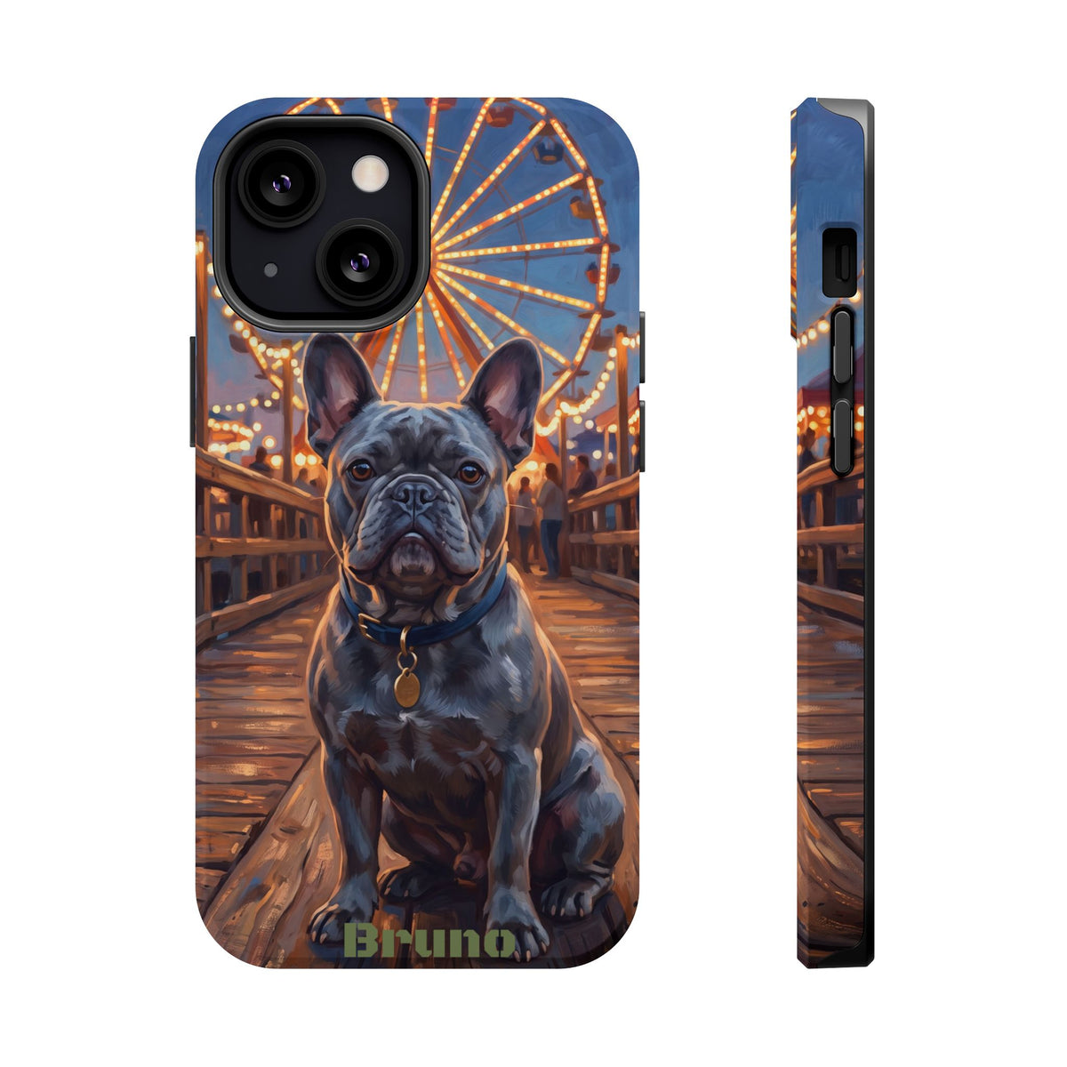 Personalized French Bulldog Pier Lights Phone Case — Wireless Charging Cover