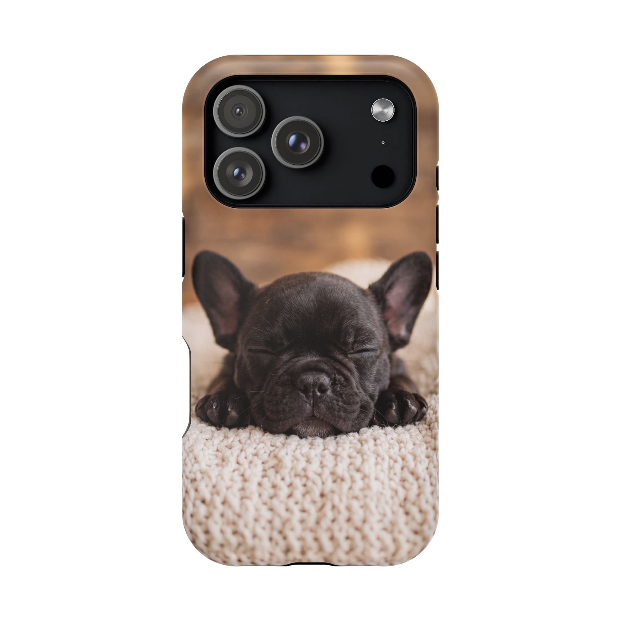 Sleepy French Bulldog Phone Case — Impact-Resistant Wireless Charging Cover
