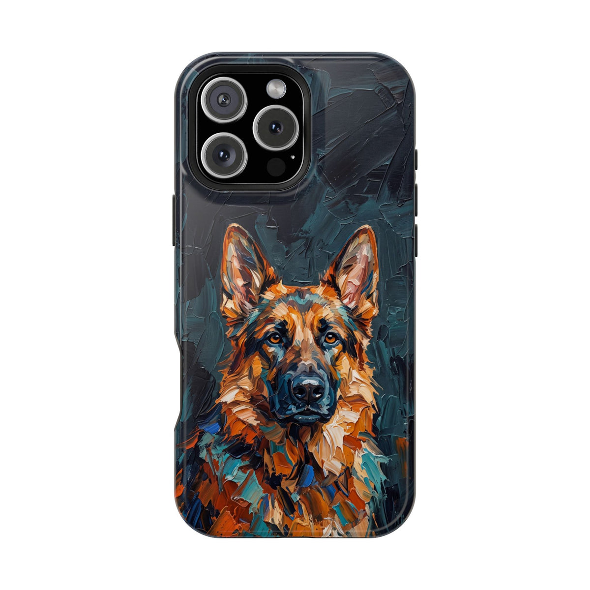 German Shepherd Phone Case | Palette Knife Painting Art — Tough Magnetic Case with Wireless Charging