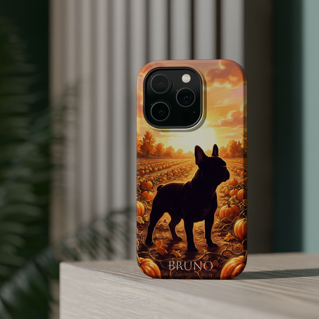 Personalized French Bulldog Pumpkin Patch Phone Case — Wireless Charging Cover