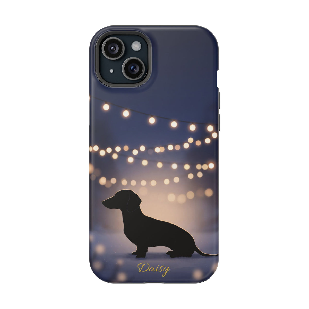 Personalized Dachshund Fairy Lights Phone Case — Wireless Charging Cover