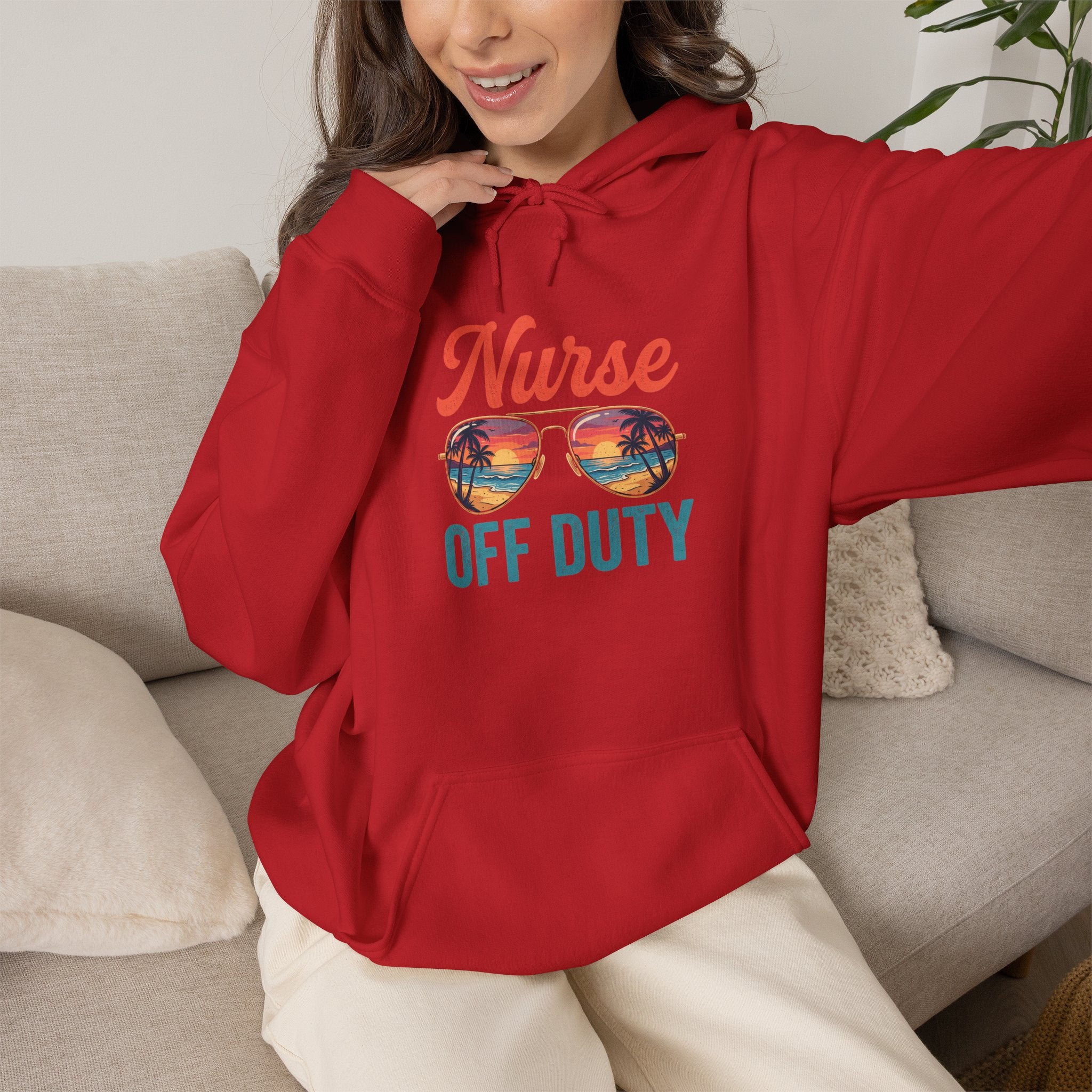Nurse Off Duty Hoodie — Beach Vacation Nurse Graphic Pullover