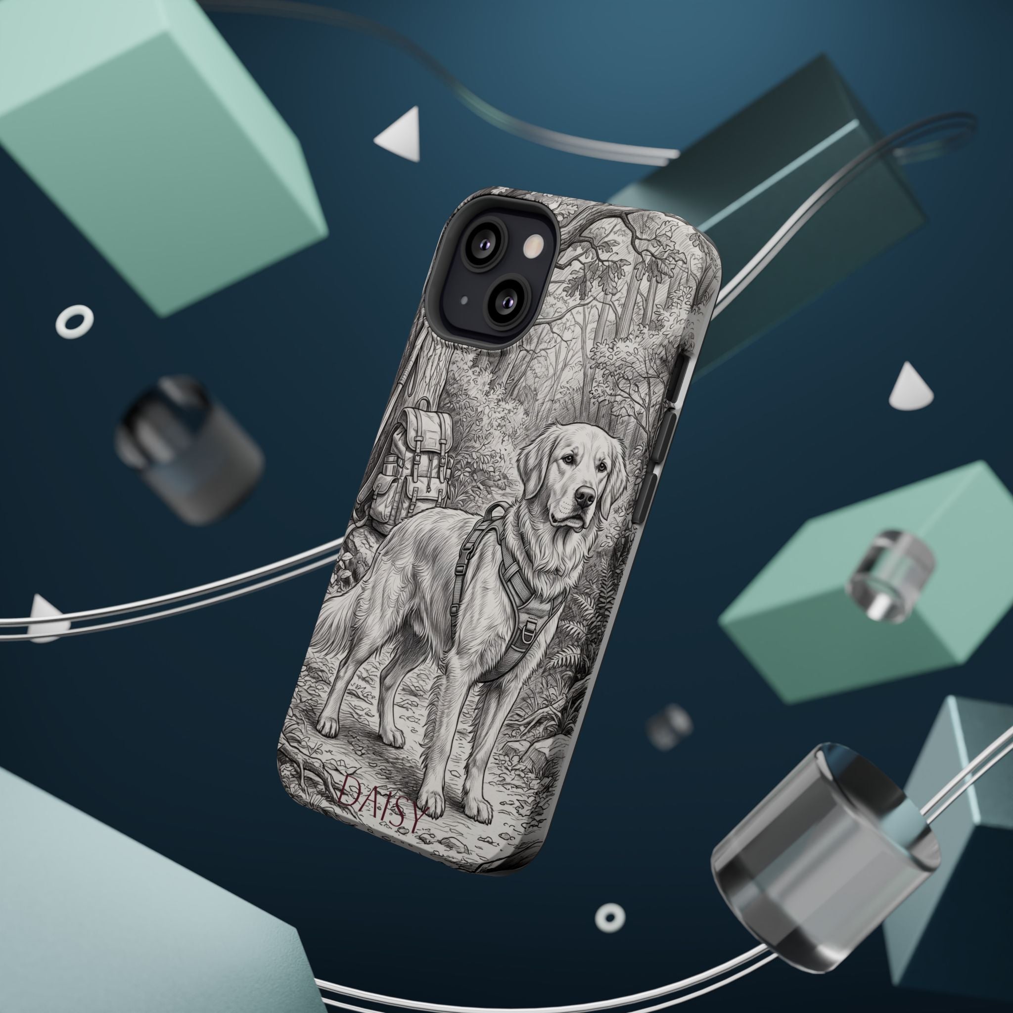Personalized Golden Retriever Woodland Trail Phone Case — Wireless Charging Cover