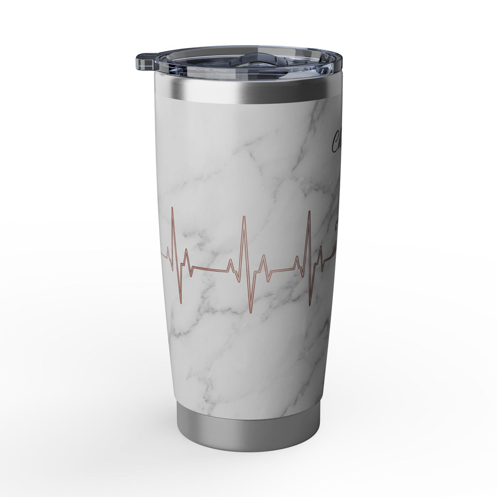 Personalized Marble Floral Tumbler – Custom Name Rose Gold Design 20 oz