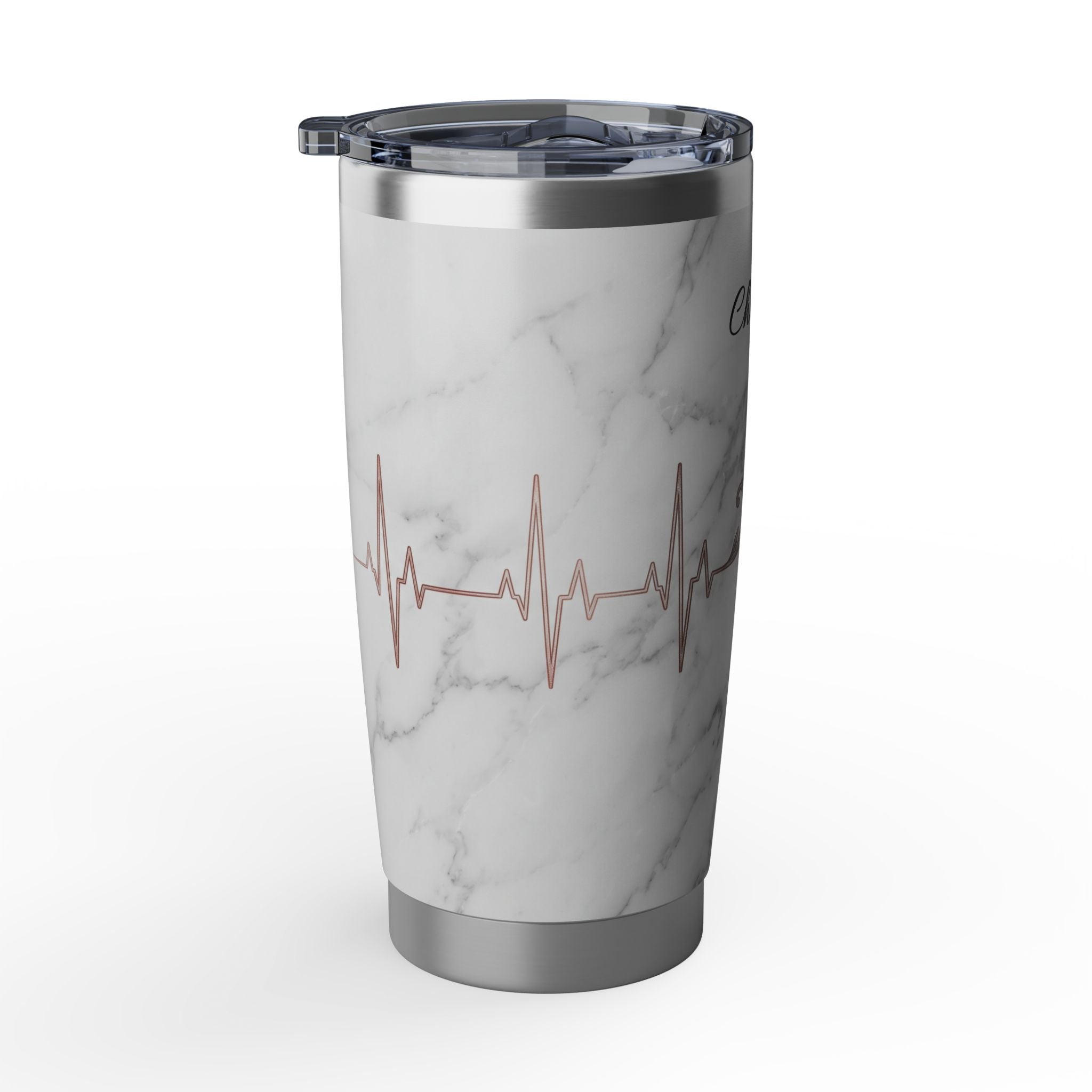 Personalized Marble Floral Tumbler – Custom Name Rose Gold Design 20 oz