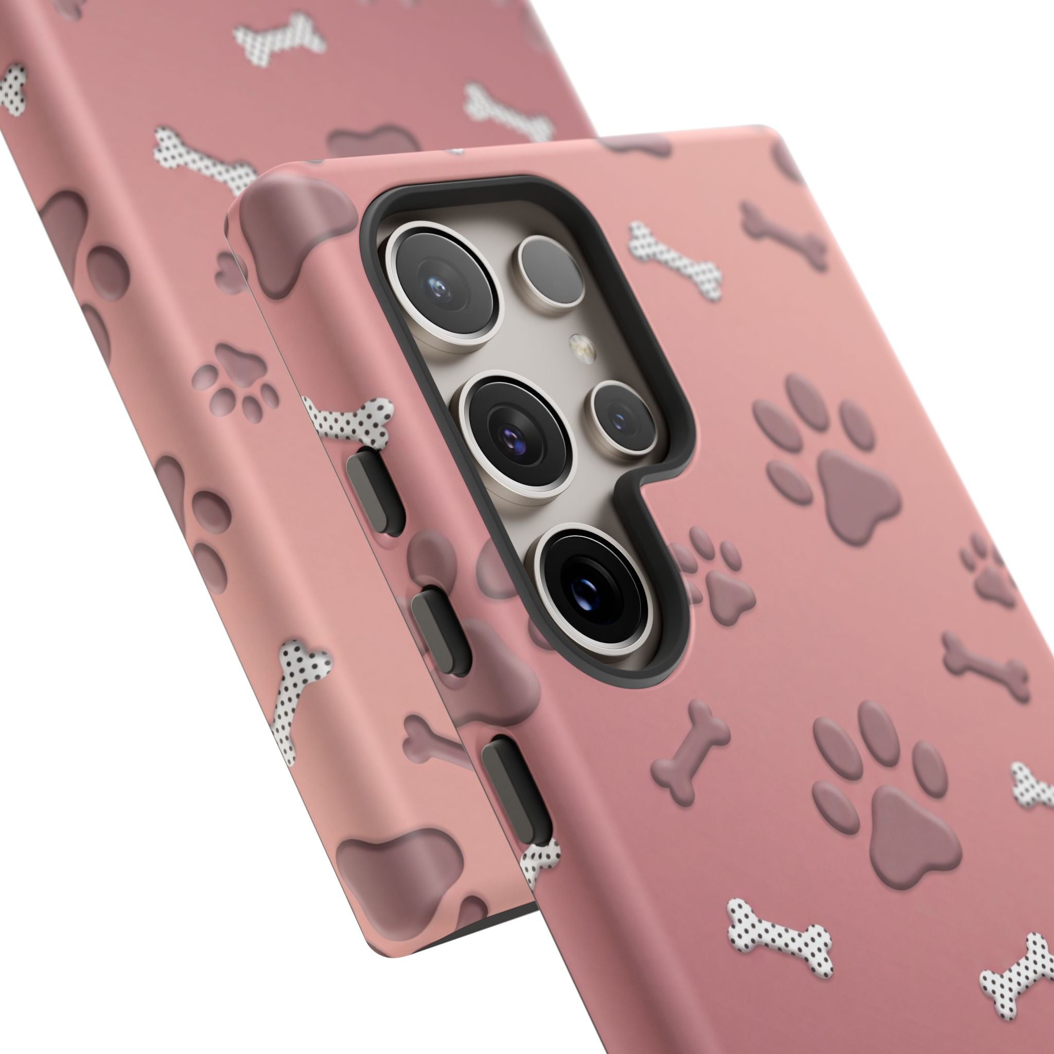 iPhone & Samsung Phone Case | Paw Print & Bone  | Dusty Rose Pattern Case for Frenchie Lovers