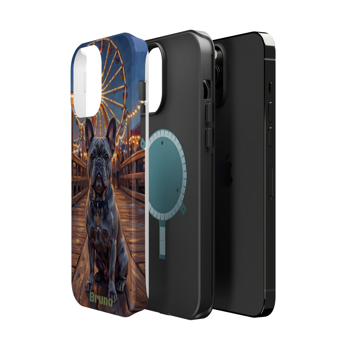 Personalized French Bulldog Pier Lights Phone Case — Wireless Charging Cover