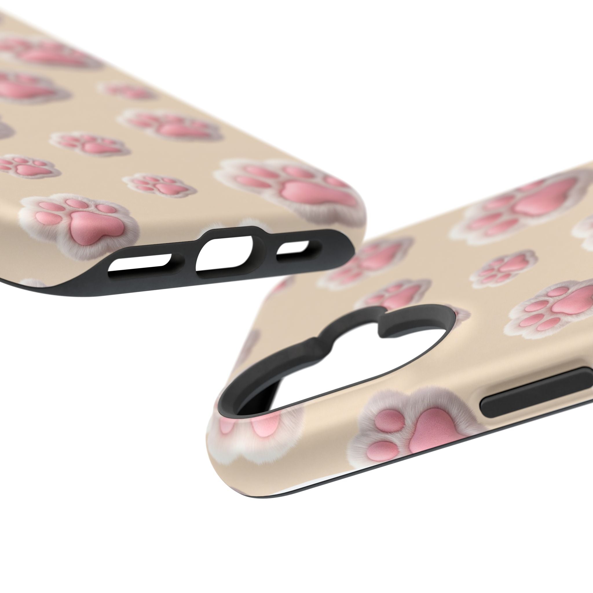 Pink Paw Print Phone Case — Impact-Resistant Wireless Charging Cover