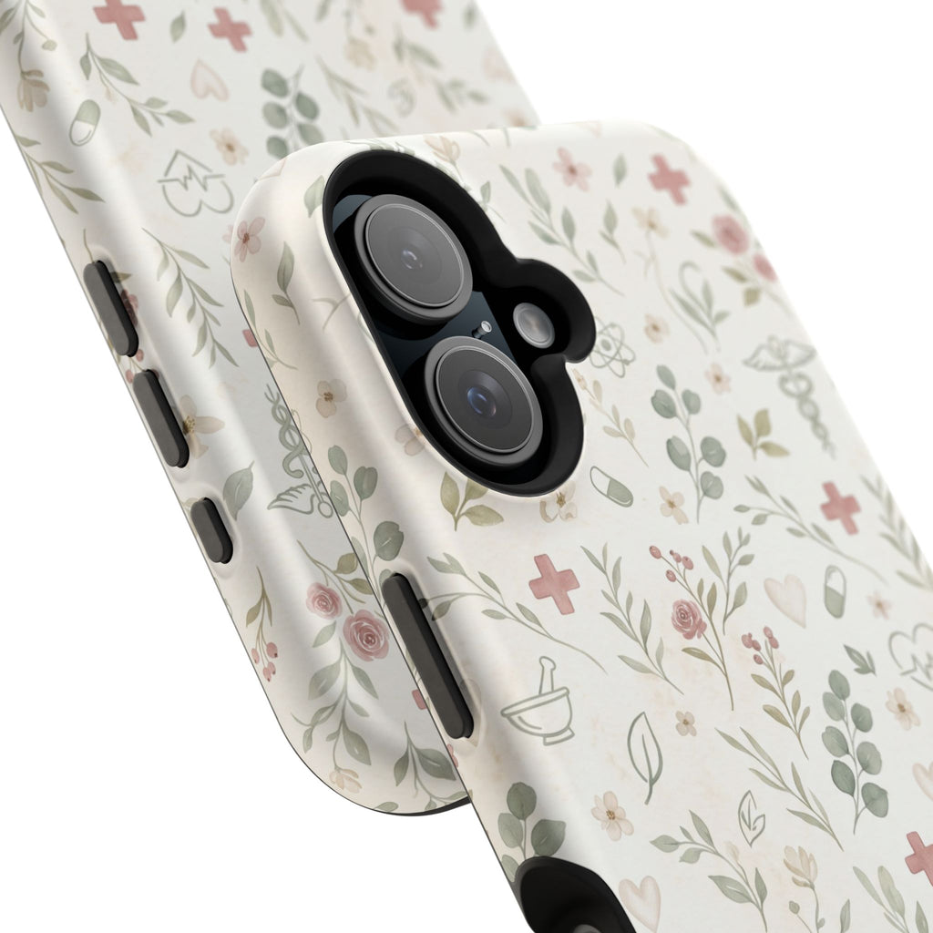 Floral Nurse Phone Case — Impact-Resistant Wireless Charging Cover