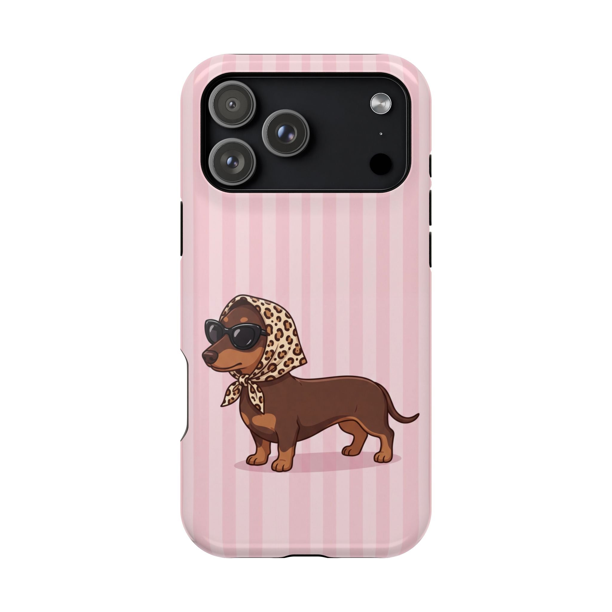 Preppy Dachshund Phone Case — Impact-Resistant Wireless Charging Cover