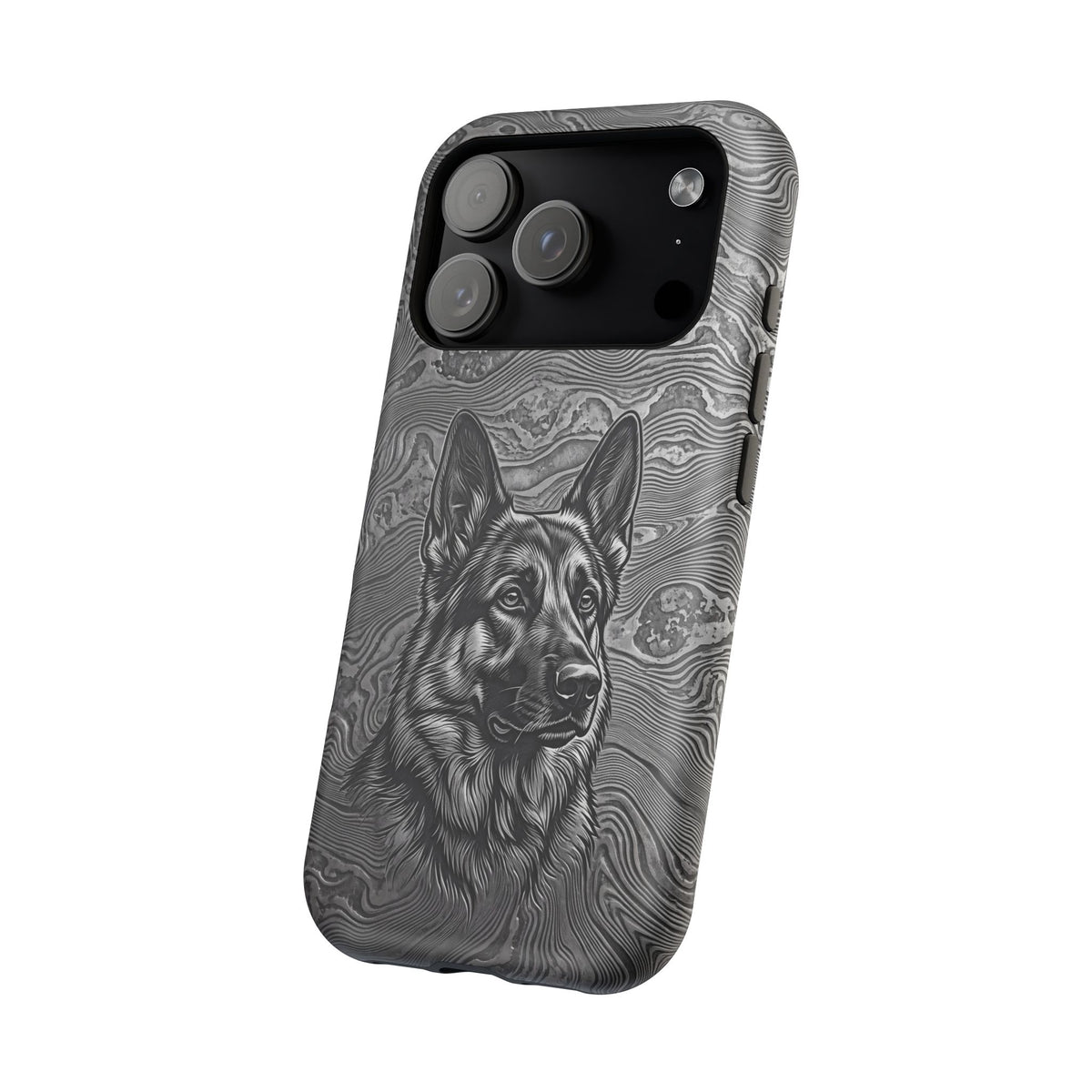 German Shepherd Phone Case | Damascus Art — Tough Magnetic Case with Wireless Charging