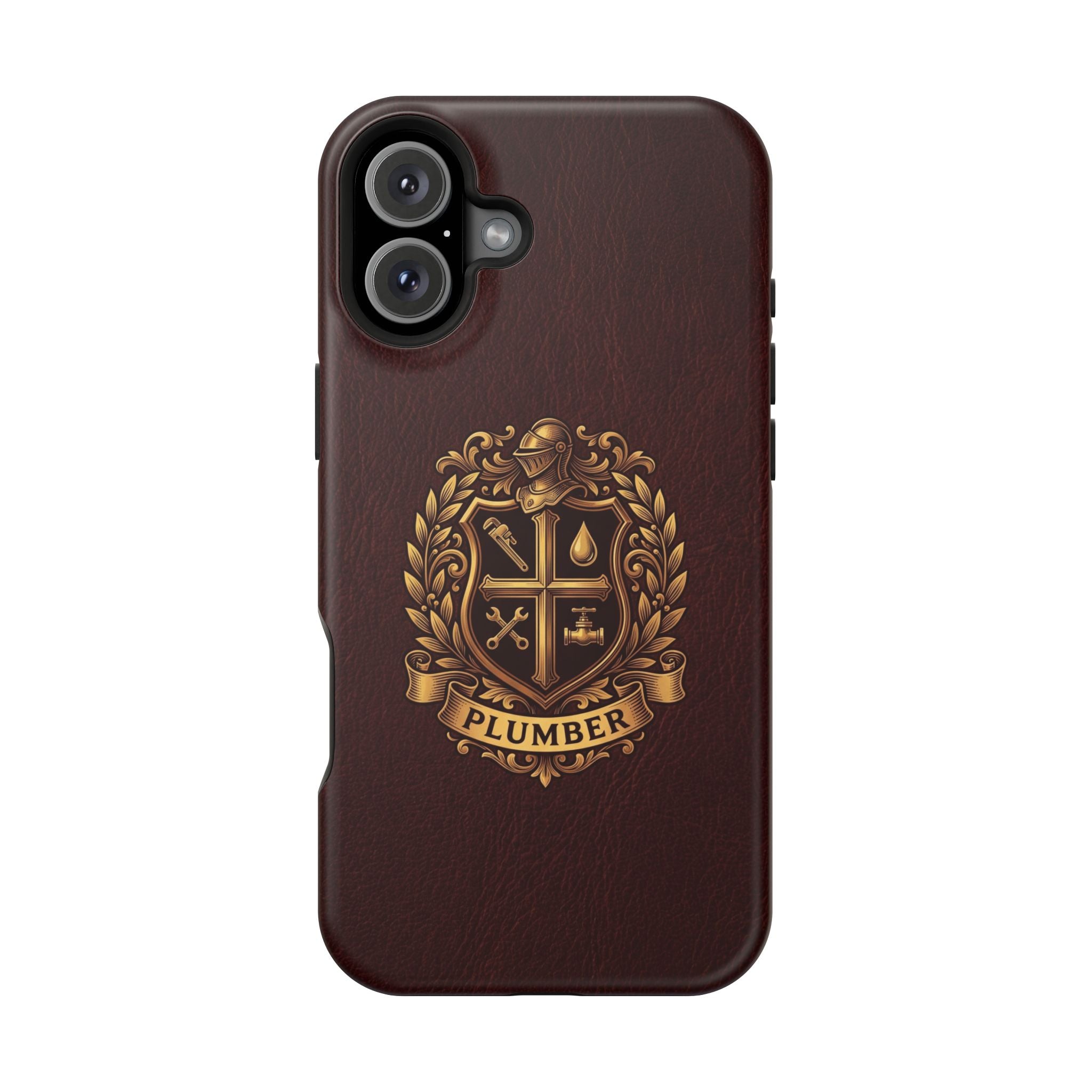 Plumber Crest Phone Case — Heraldic Shield Design Wireless Charging Cover