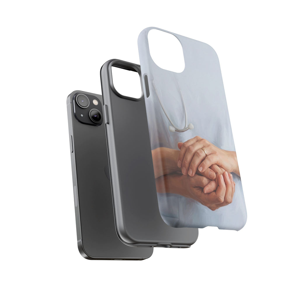 Nurse's Comforting Hands Phone Case | Caring Hands & Stethoscope Illustration | iPhone & Samsung