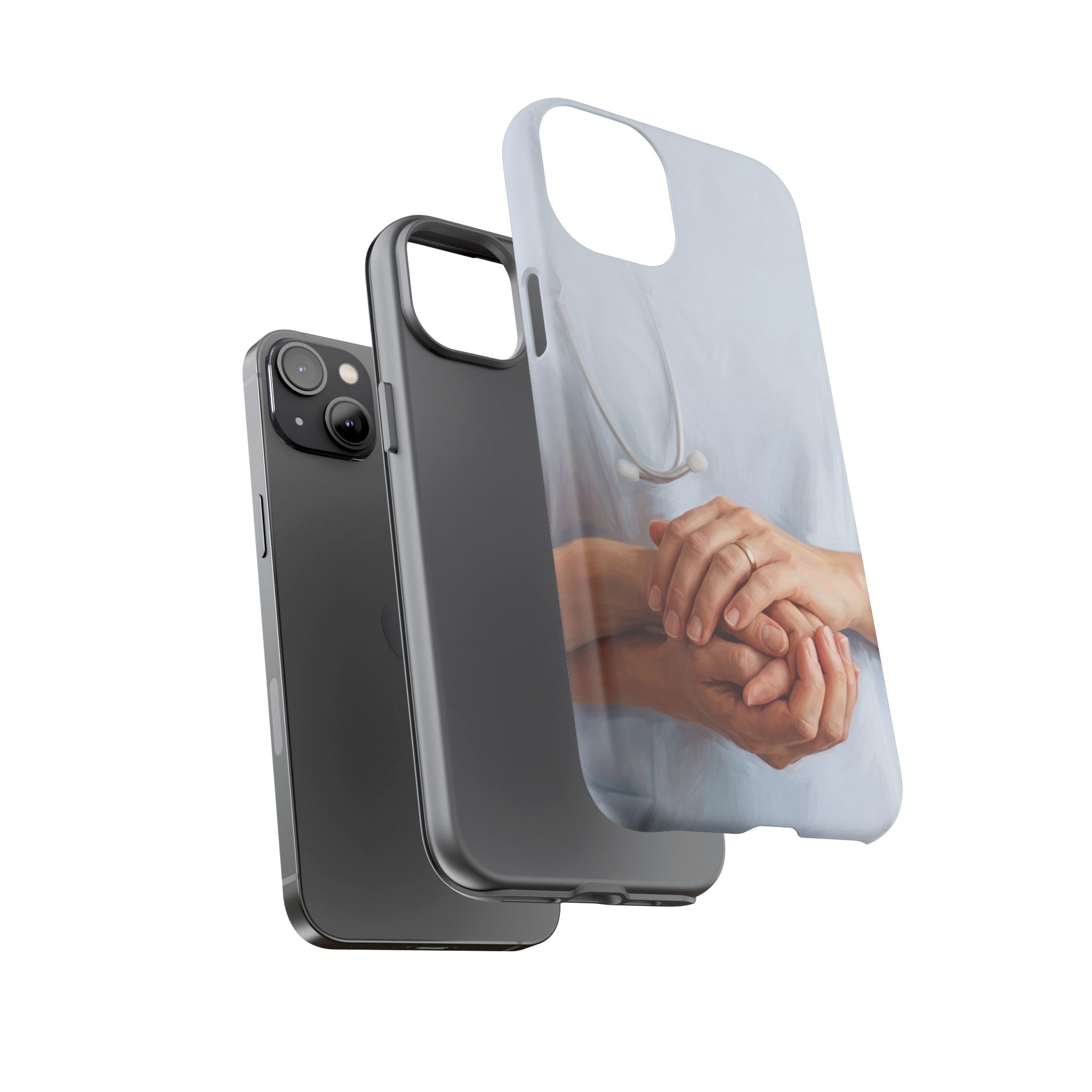 Nurse's Comforting Hands Phone Case | Caring Hands & Stethoscope Illustration | iPhone & Samsung