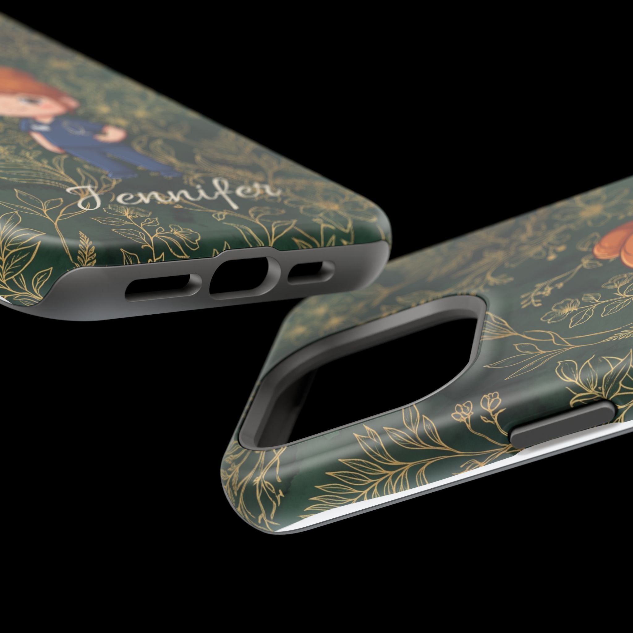 Personalized Nurse Botanical Phone Case — Impact-Resistant Wireless Charging Cover