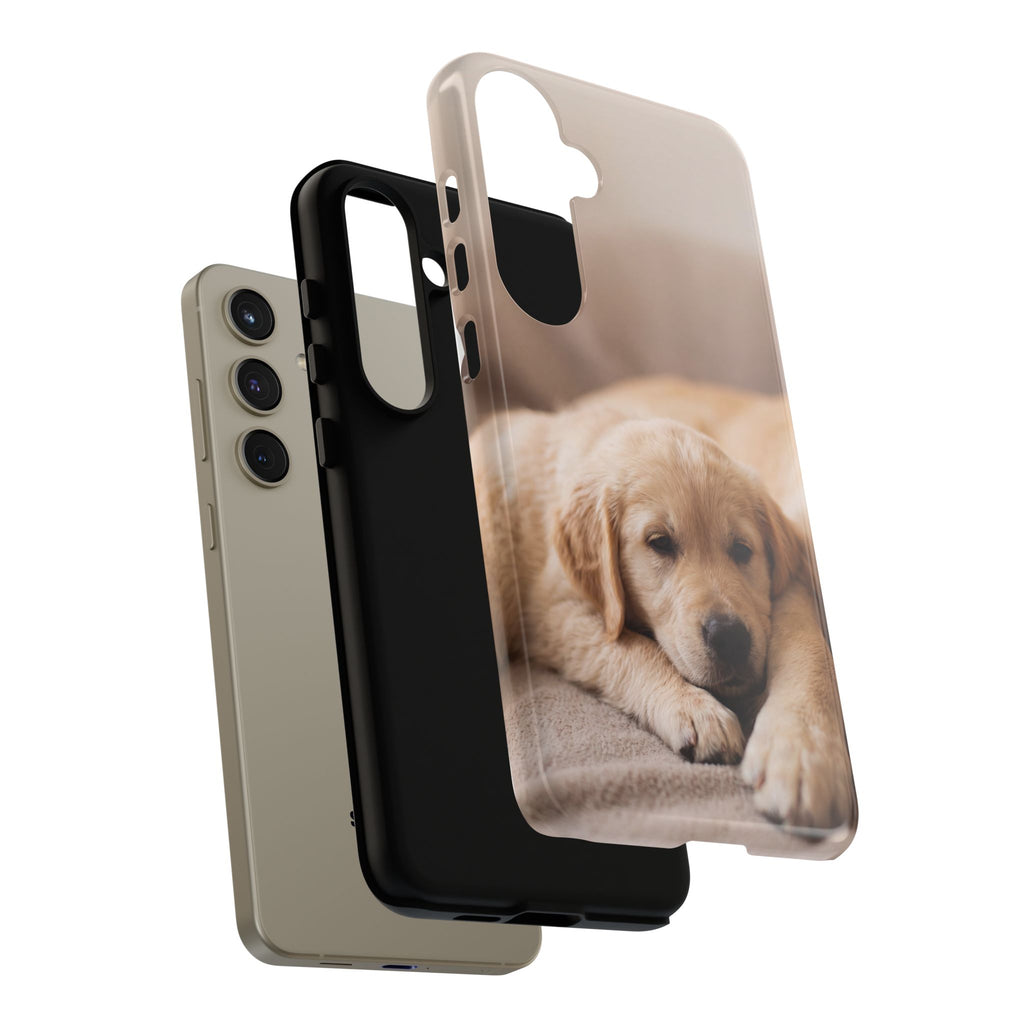 Sleepy Golden Retriever Puppy Phone Case | Cozy Cuddly Puppy Portrait | Samsung & iPhone