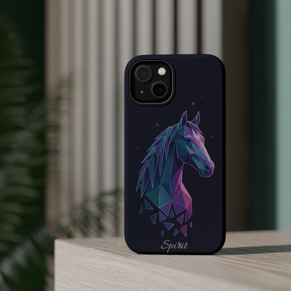 Personalized Geometric Horse Phone Case — Tough Magnetic Case with Wireless Charging