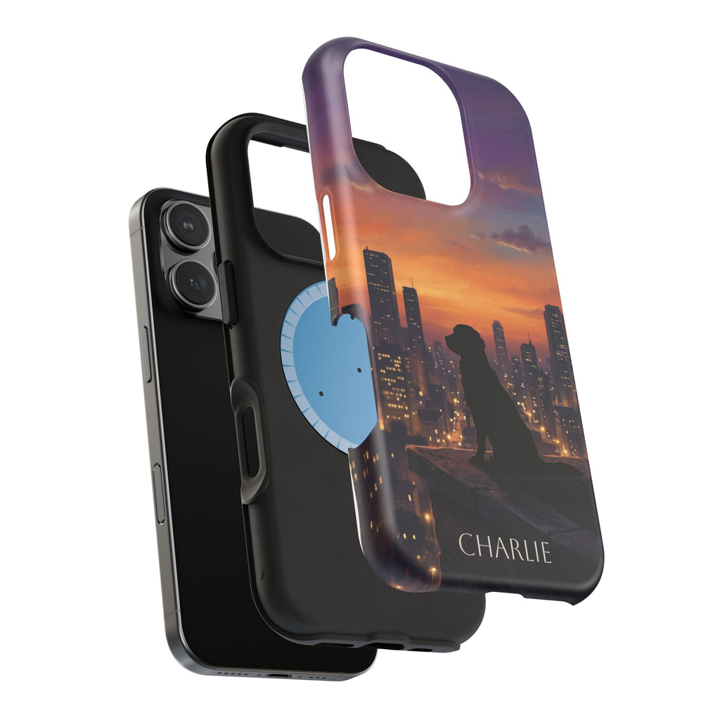 Personalized Golden Retriever City Skyline Phone Case — Wireless Charging Cover