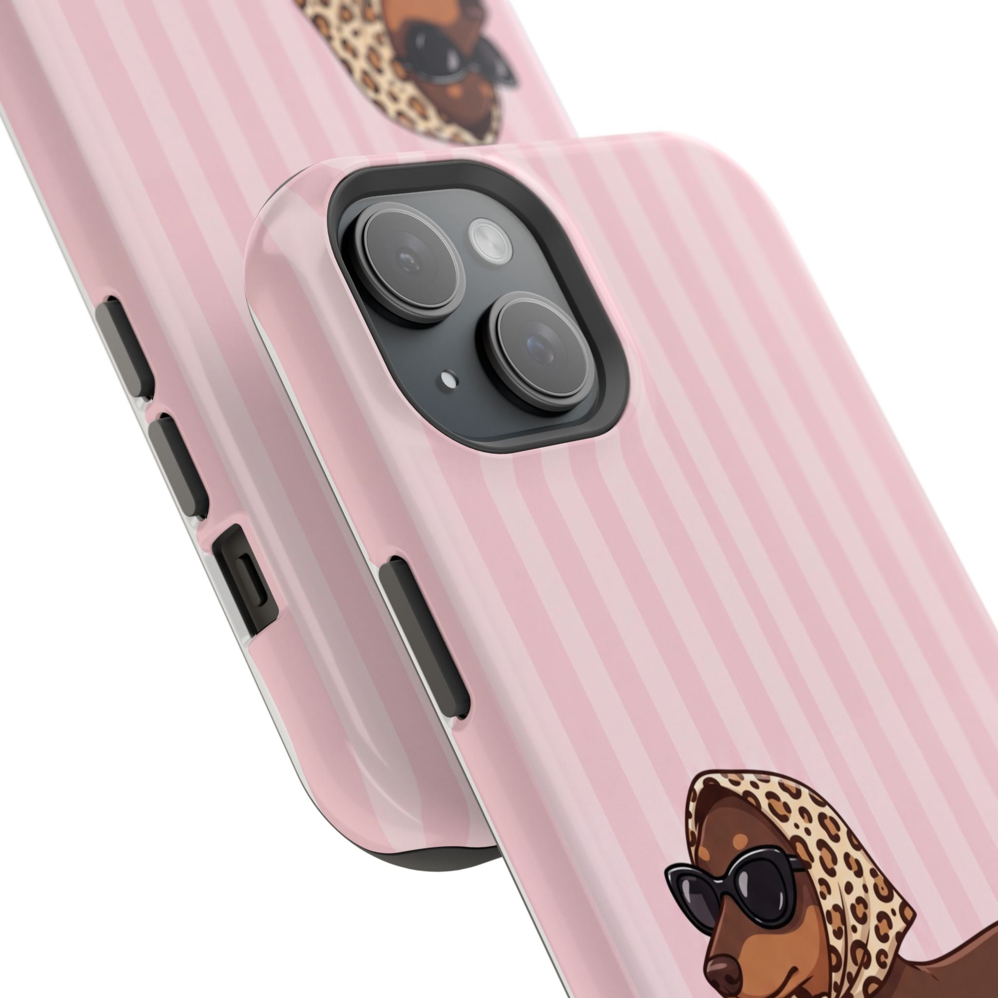 Preppy Dachshund Phone Case — Impact-Resistant Wireless Charging Cover