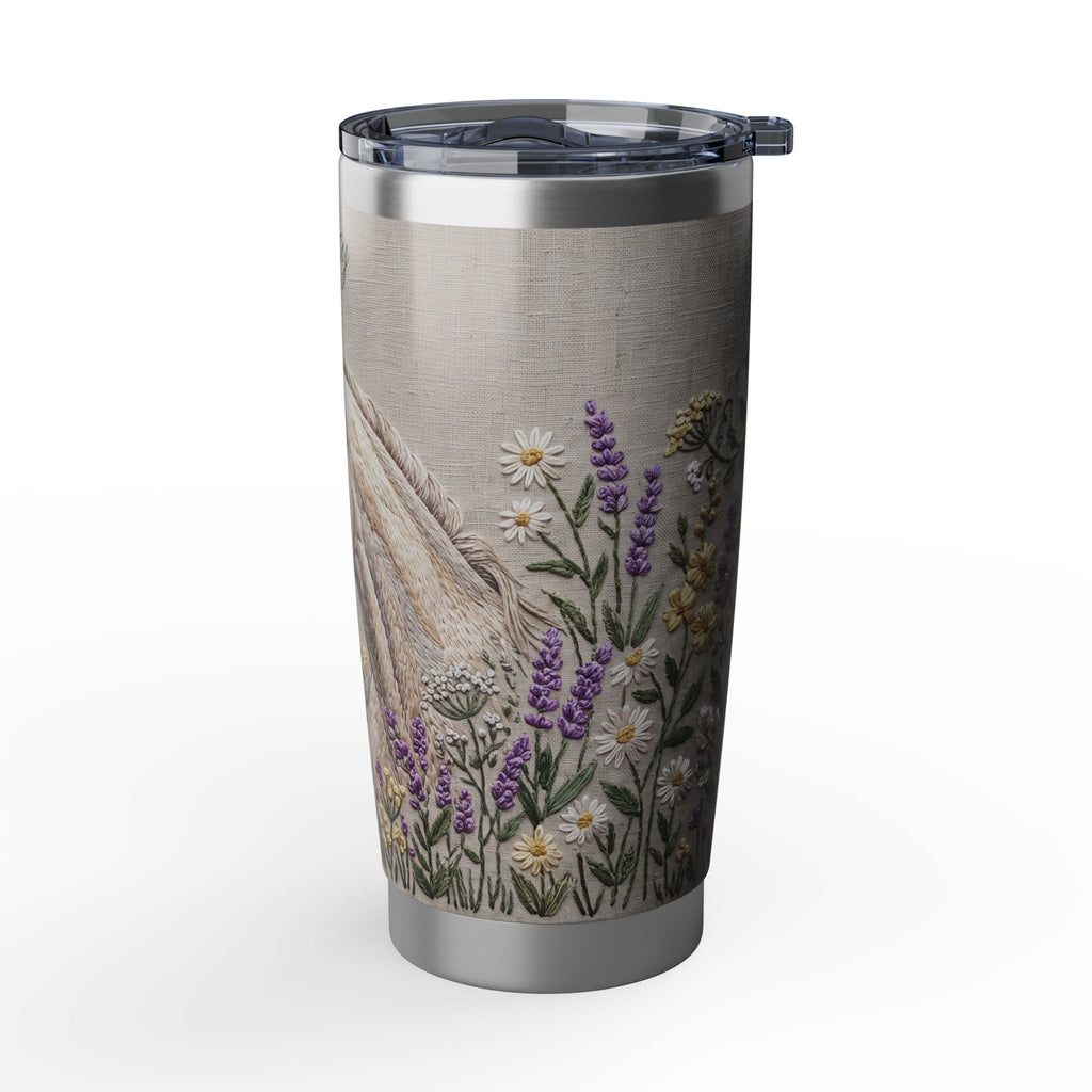 Horse Personalized Tumbler | Floral Embroidery Art — 20 oz Stainless Travel Mug