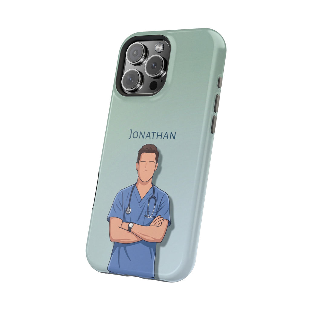 Personalized Nurse Portrait Phone Case — Impact-Resistant Wireless Charging Cover
